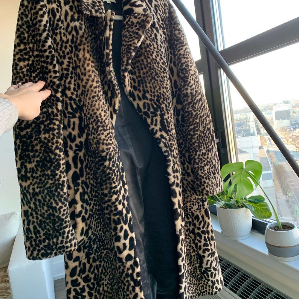Reiss Shearling Minx Leopard Coat Small